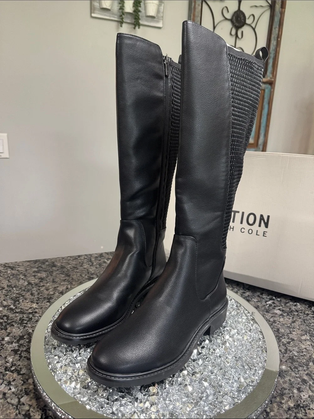 Kenneth Cole Reaction Lionel weaved Black Over-the-Knee riding Boots NEW 8